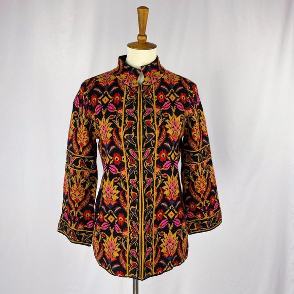 Coldwater Creek Floral Filigree Sweater Jacket - Picture 1 of 10